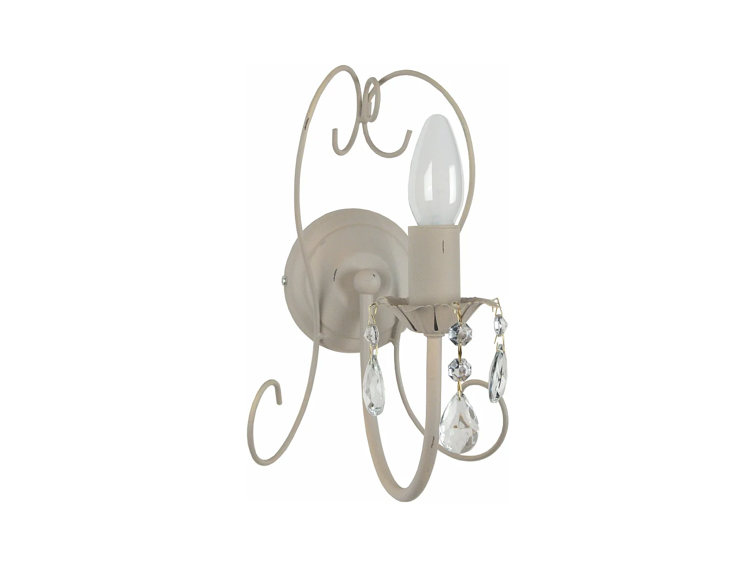Applique bougie métal taupe 9 cm.