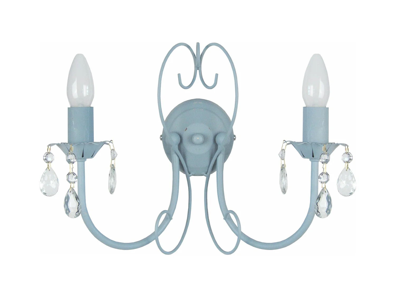 Applique double bougie métal bleu 9 cm.