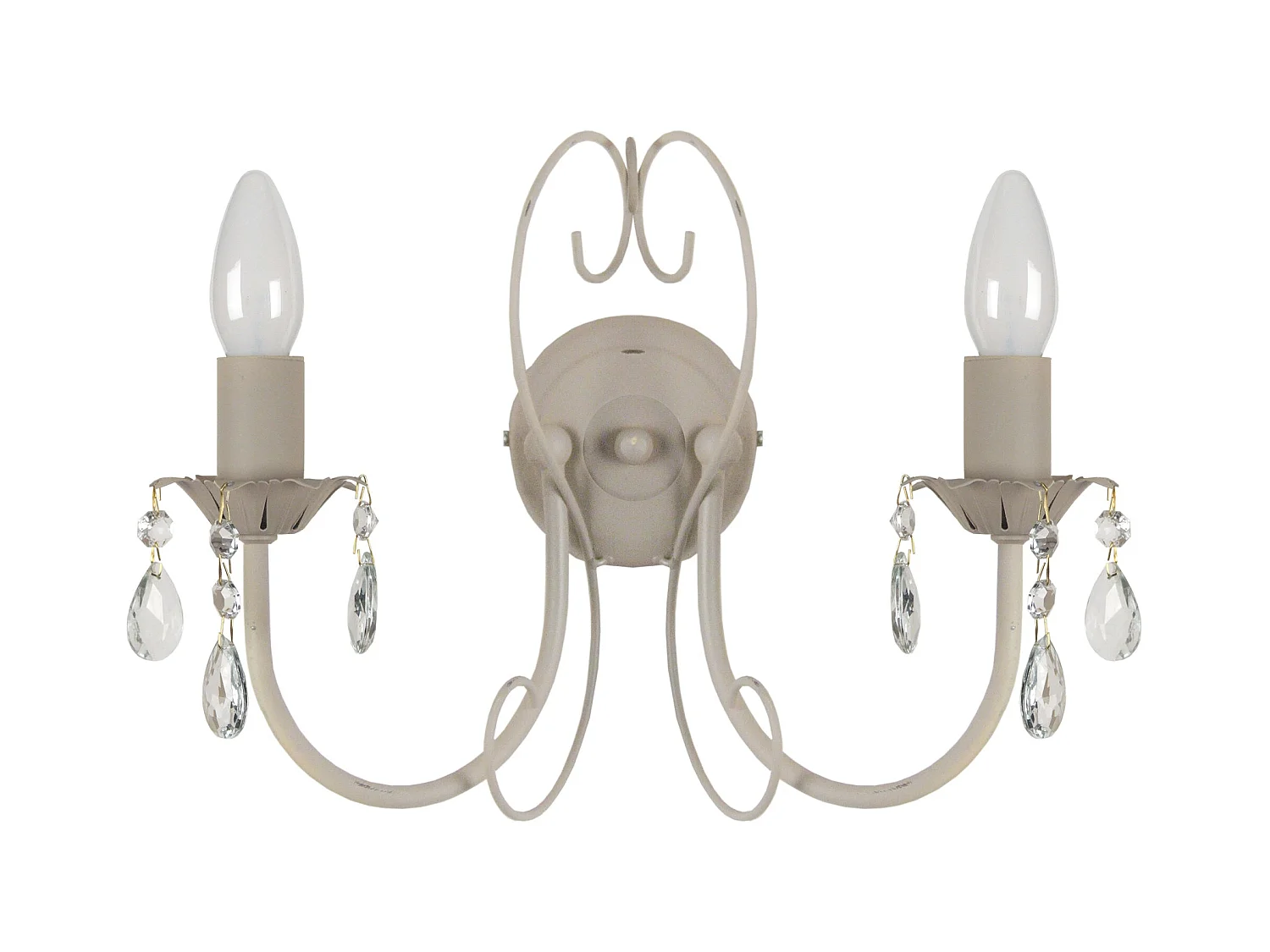 Applique double bougie métal taupe 9 cm.