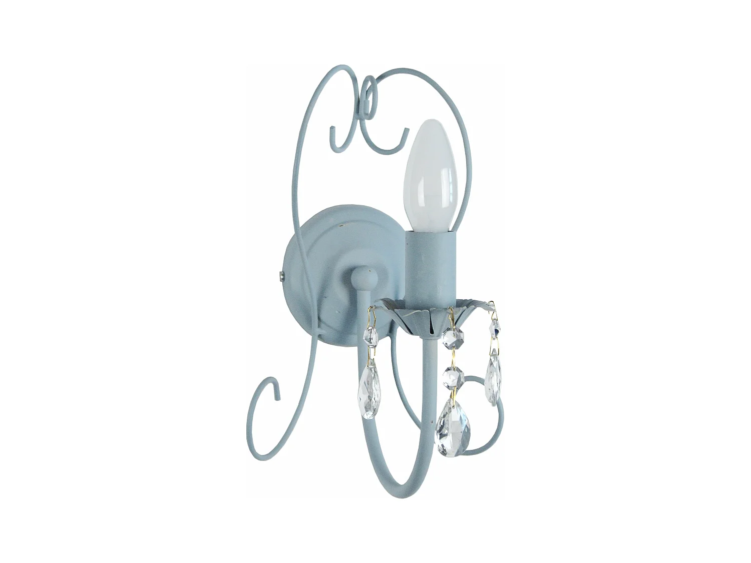 Applique bougie métal bleu 9 cm.