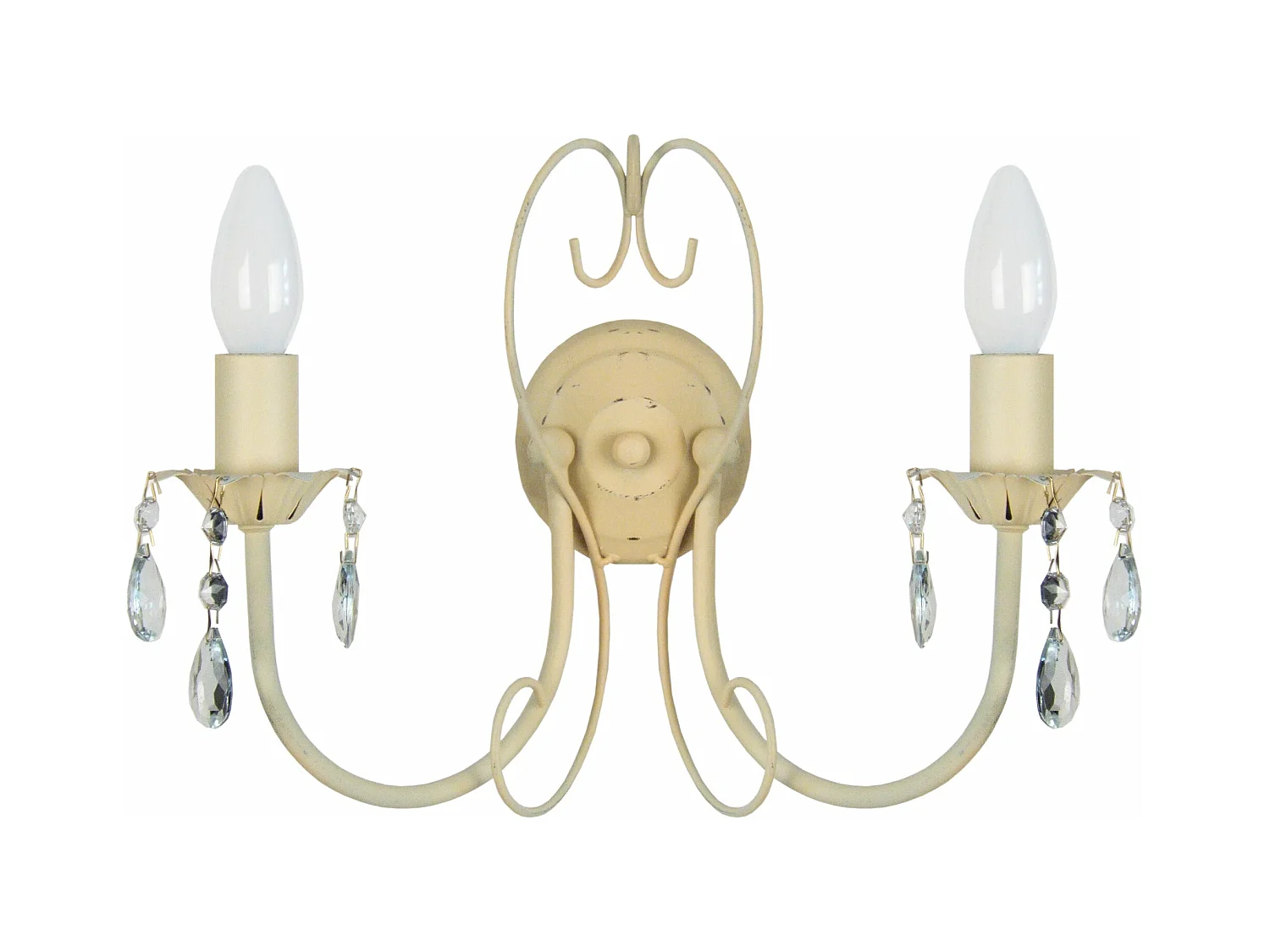 Applique double bougie métal beige 9 cm.