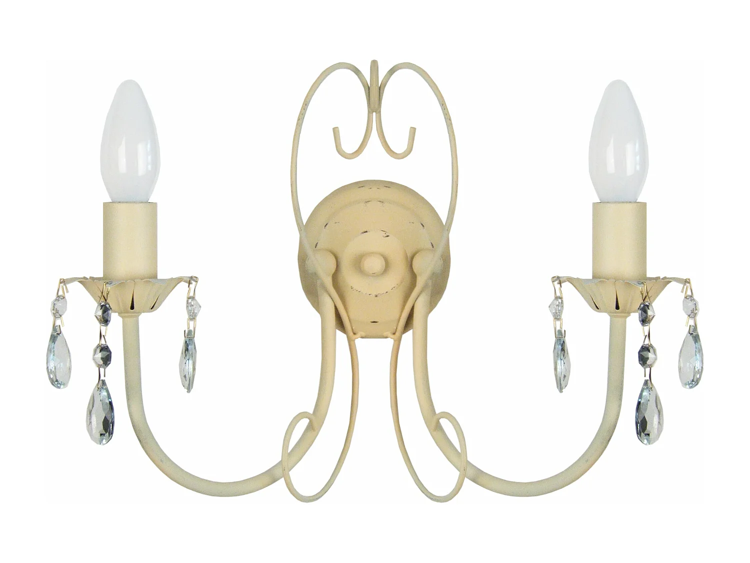 Applique double bougie métal beige 9 cm.