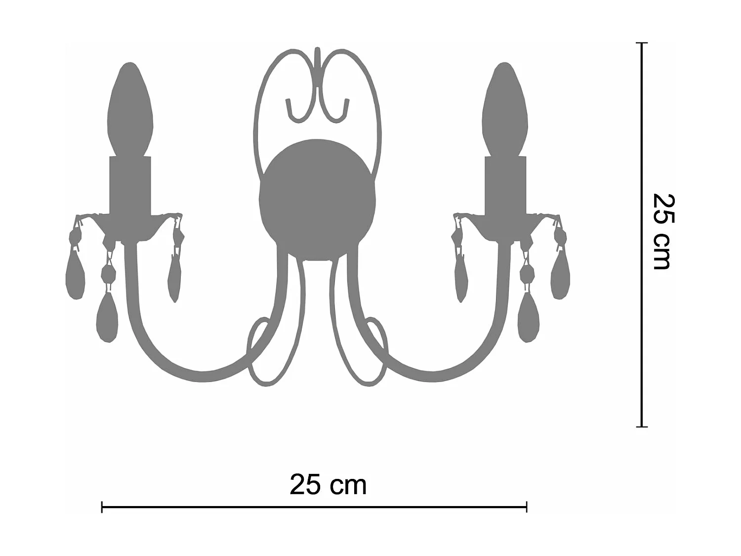 Applique double bougie métal beige 9 cm.