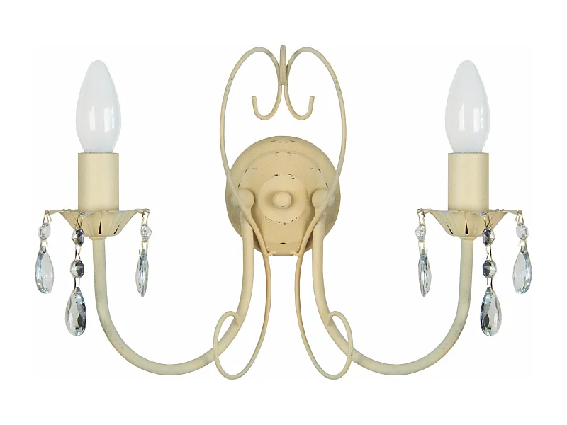 Applique double bougie métal beige 9 cm.