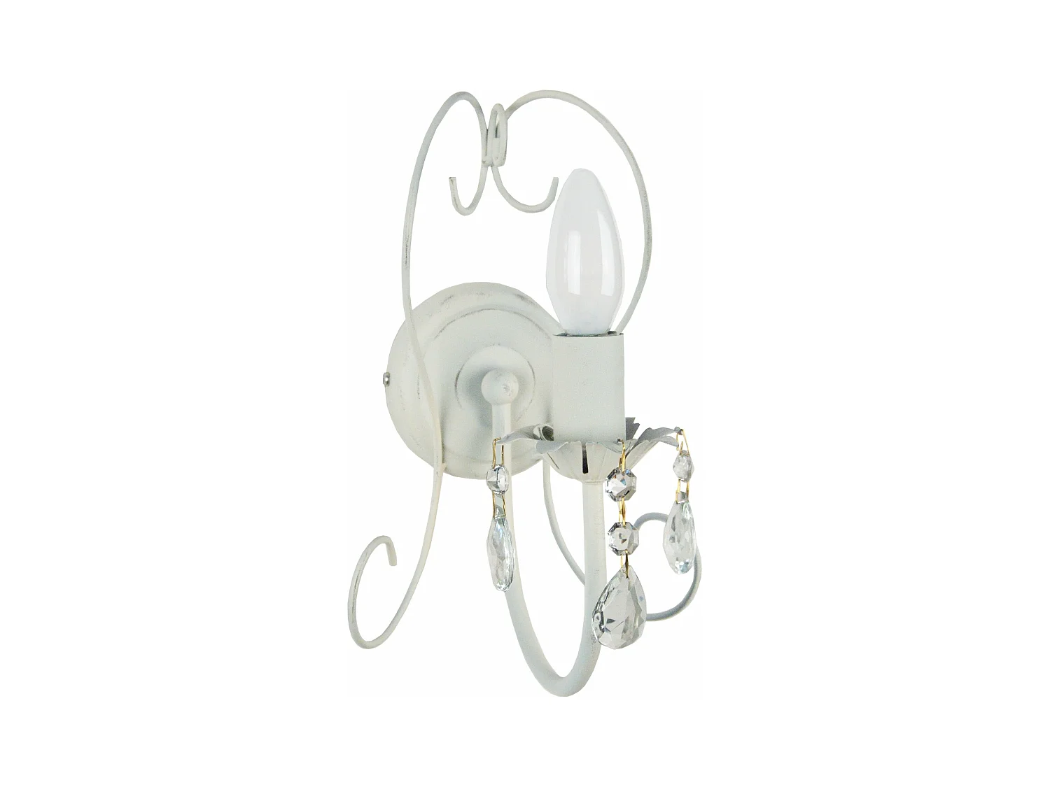 Applique bougie métal ivoire 9 cm.