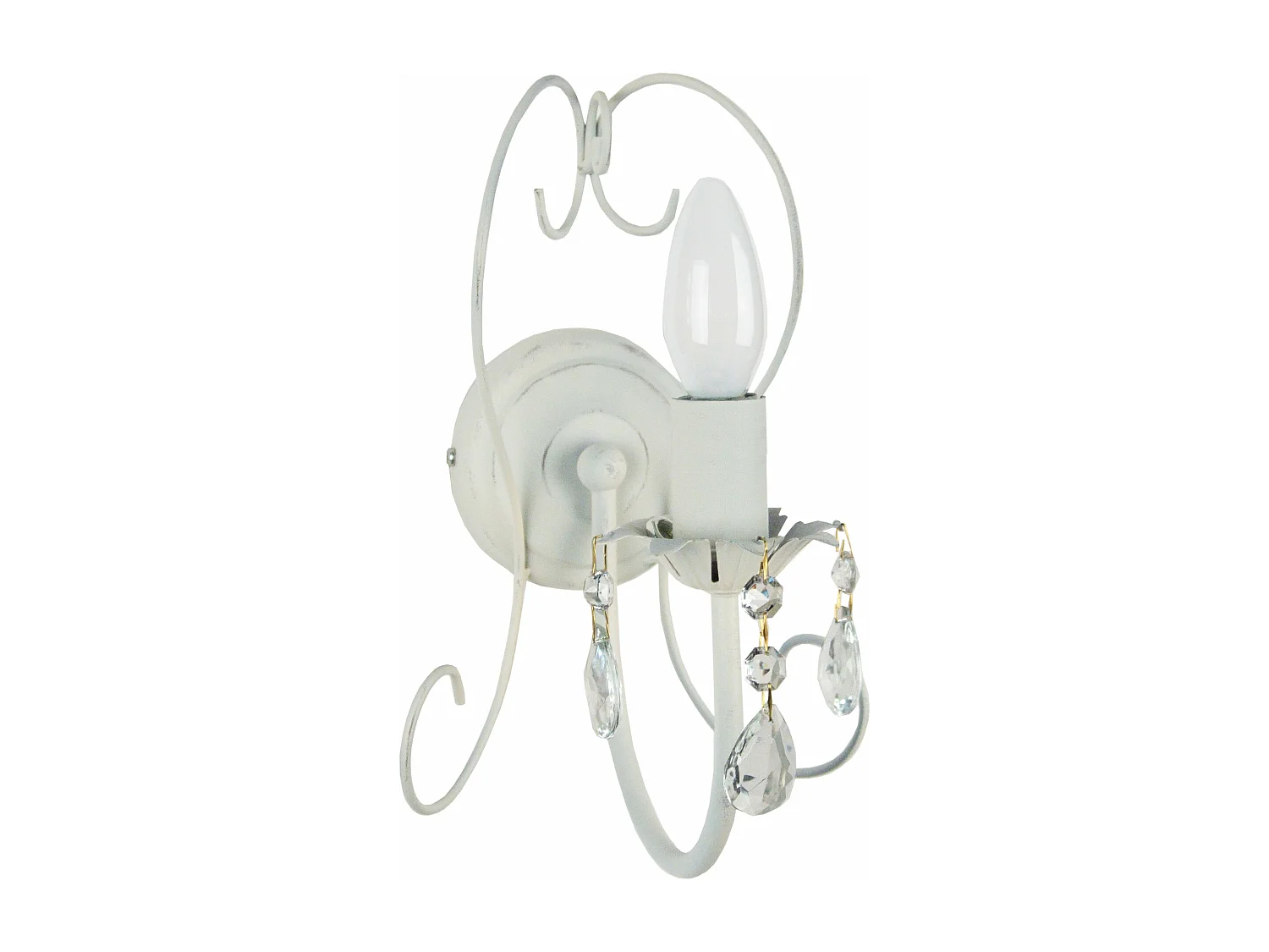 Applique bougie métal ivoire 9 cm.