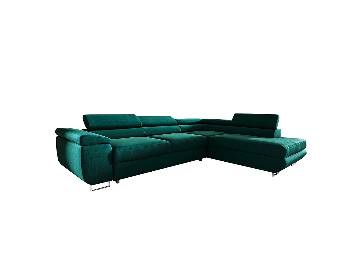 Canapé d'angle convertible 4 places en velours vert LYAM