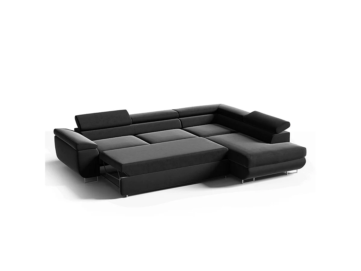 Canapé d'angle convertible 4 places en velours vert LYAM