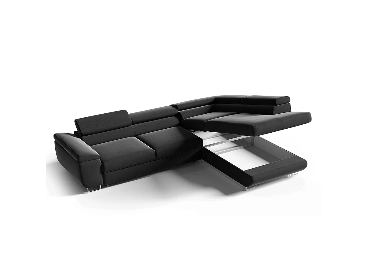 Canapé d'angle convertible 4 places en velours vert LYAM
