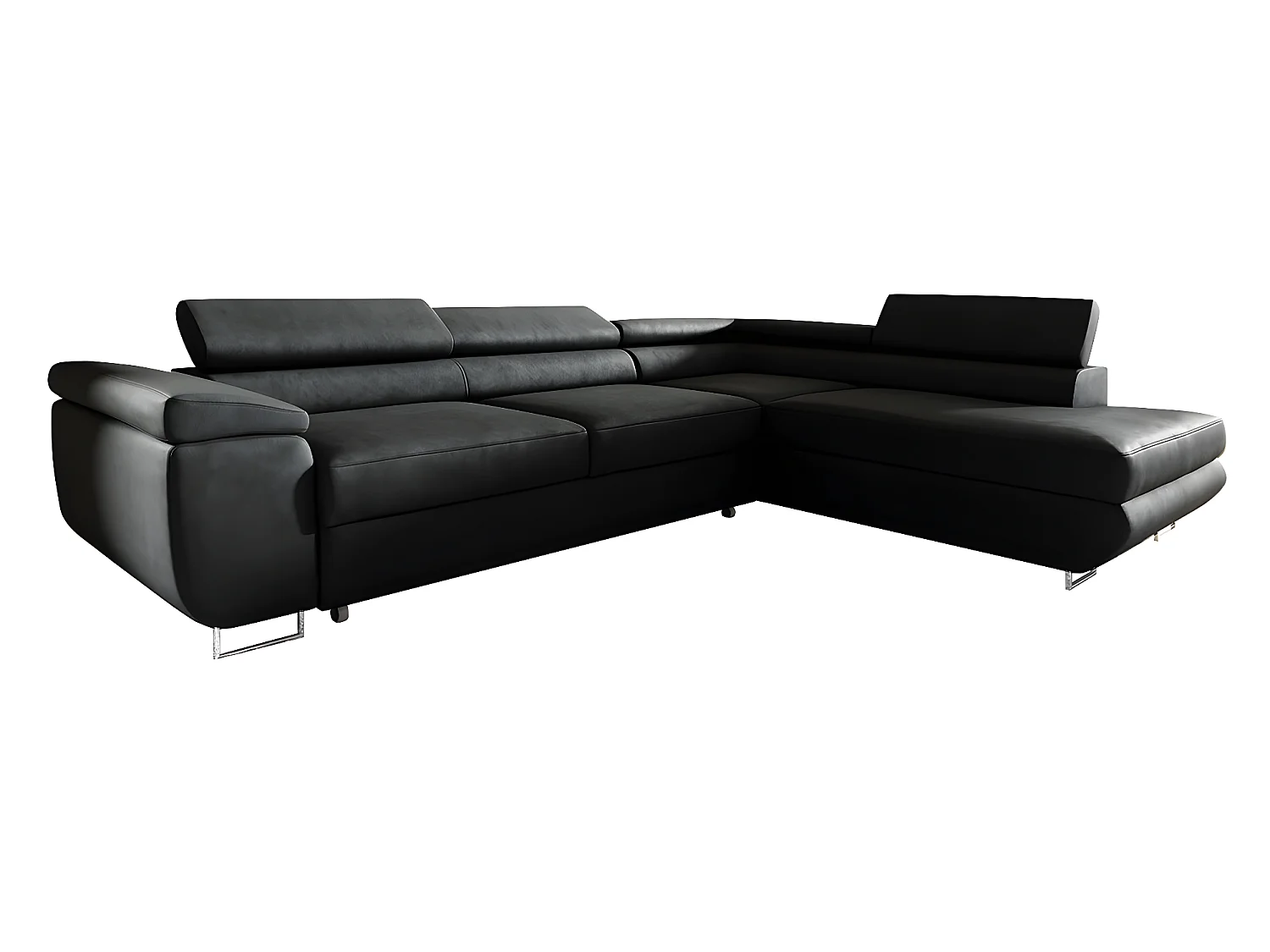 Canapé d'angle convertible droite 4 places Lyam Noir