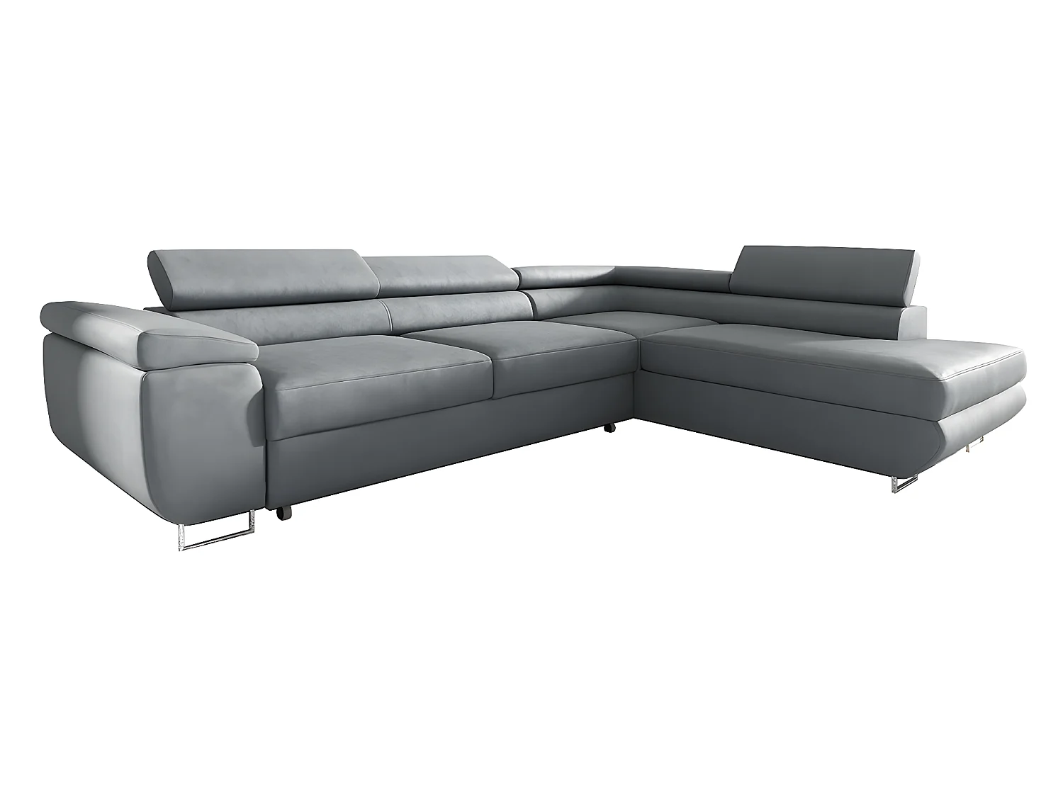 Canapé d'angle convertible droite 4 places Lyam Gris clair