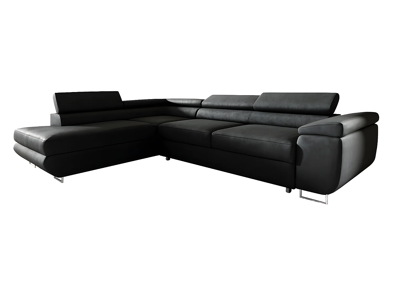 Canapé d'angle convertible gauche 4 places Lyam Noir