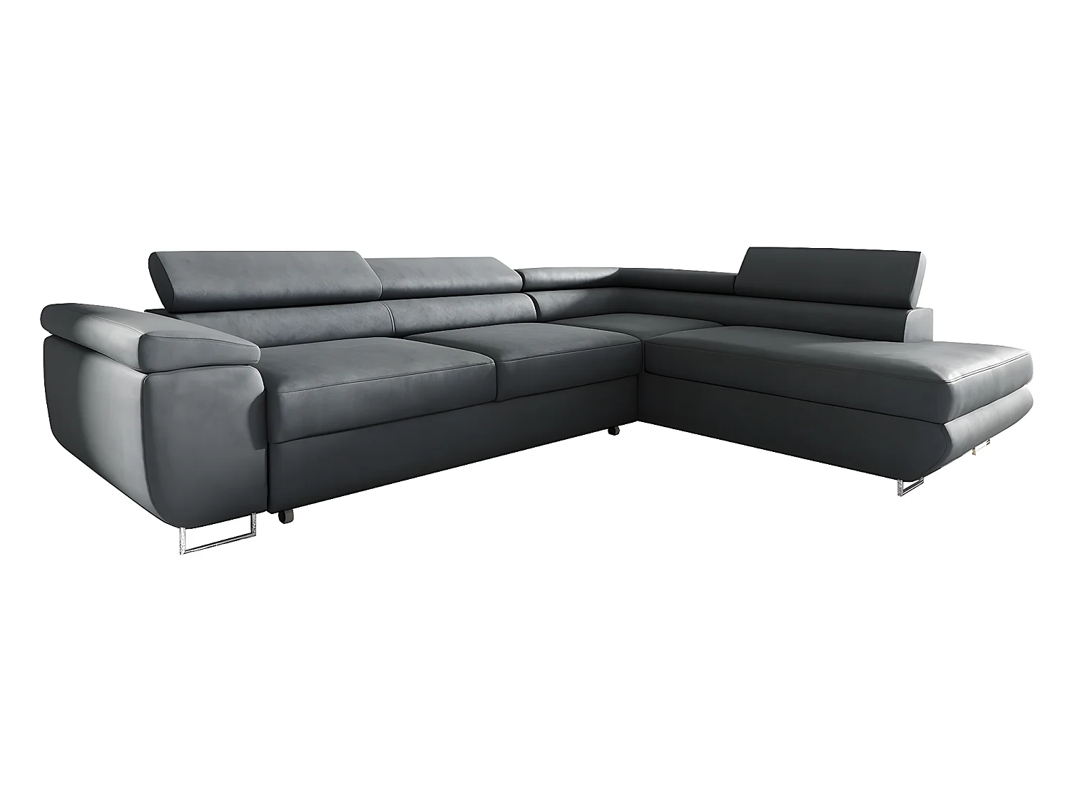 Canapé d'angle convertible droite 4 places Lyam Gris foncé