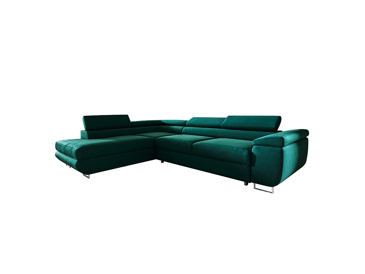 Canapé d'angle convertible 4 places en velours vert LYAM