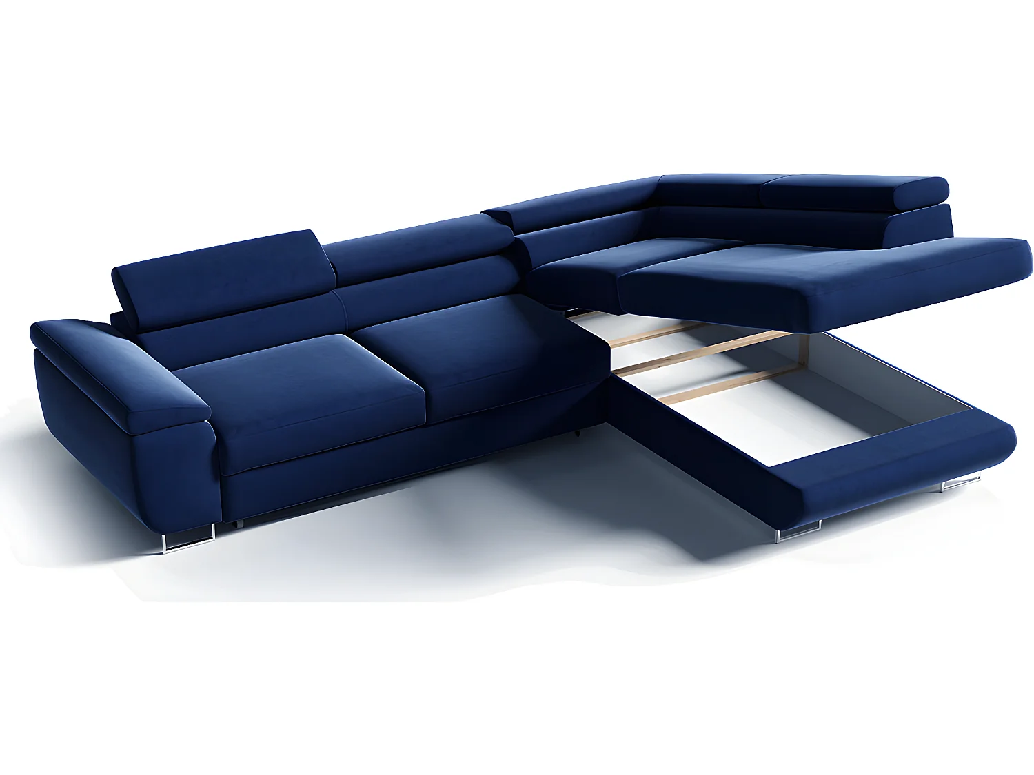 Canapé d'angle convertible droite 4 places Lyam Bleu