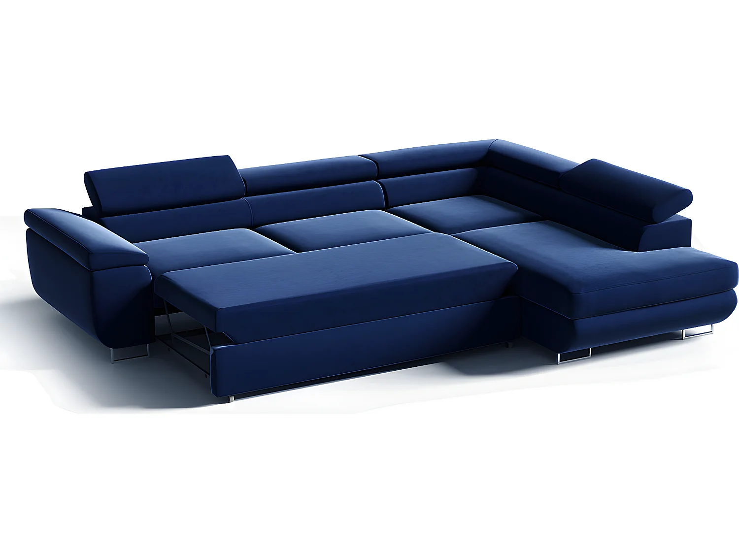 Canapé d'angle convertible droite 4 places Lyam Bleu