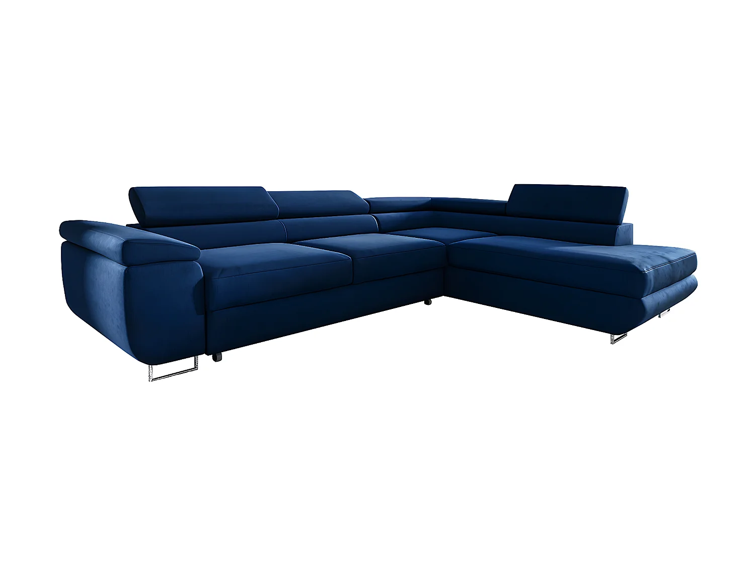 Canapé d'angle convertible droite 4 places Lyam Bleu