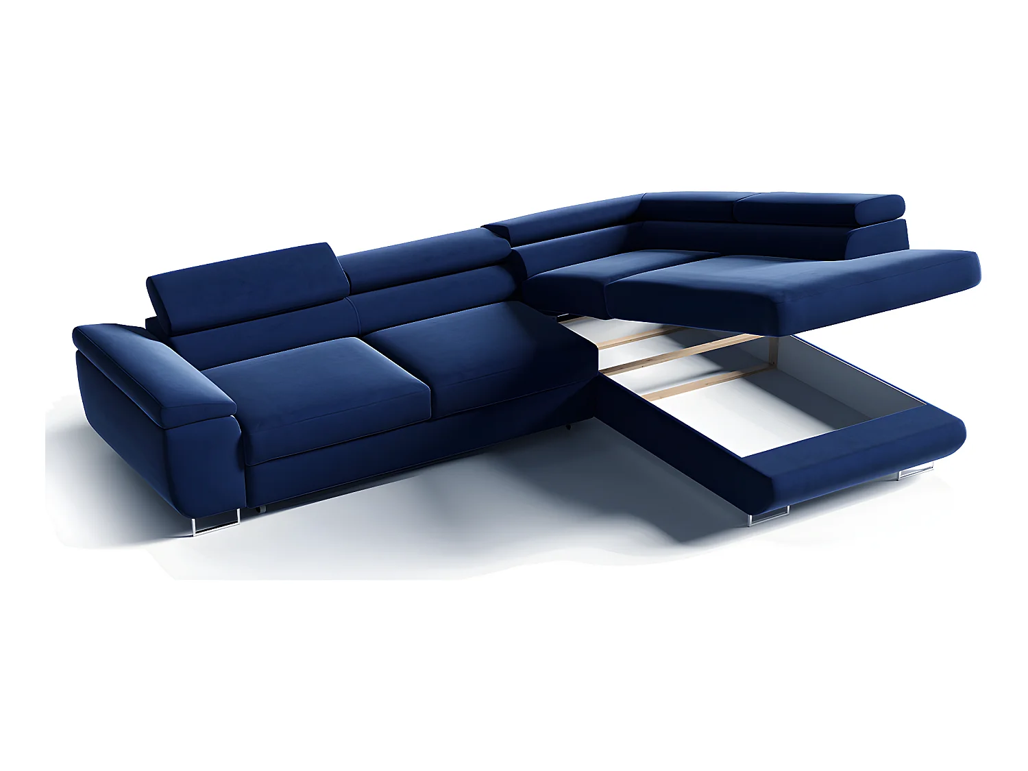 Canapé d'angle convertible droite 4 places Lyam Bleu