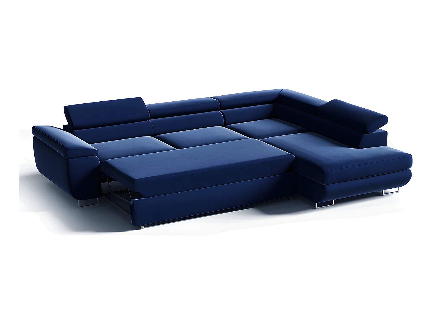 Canapé d'angle convertible droite 4 places Lyam Bleu