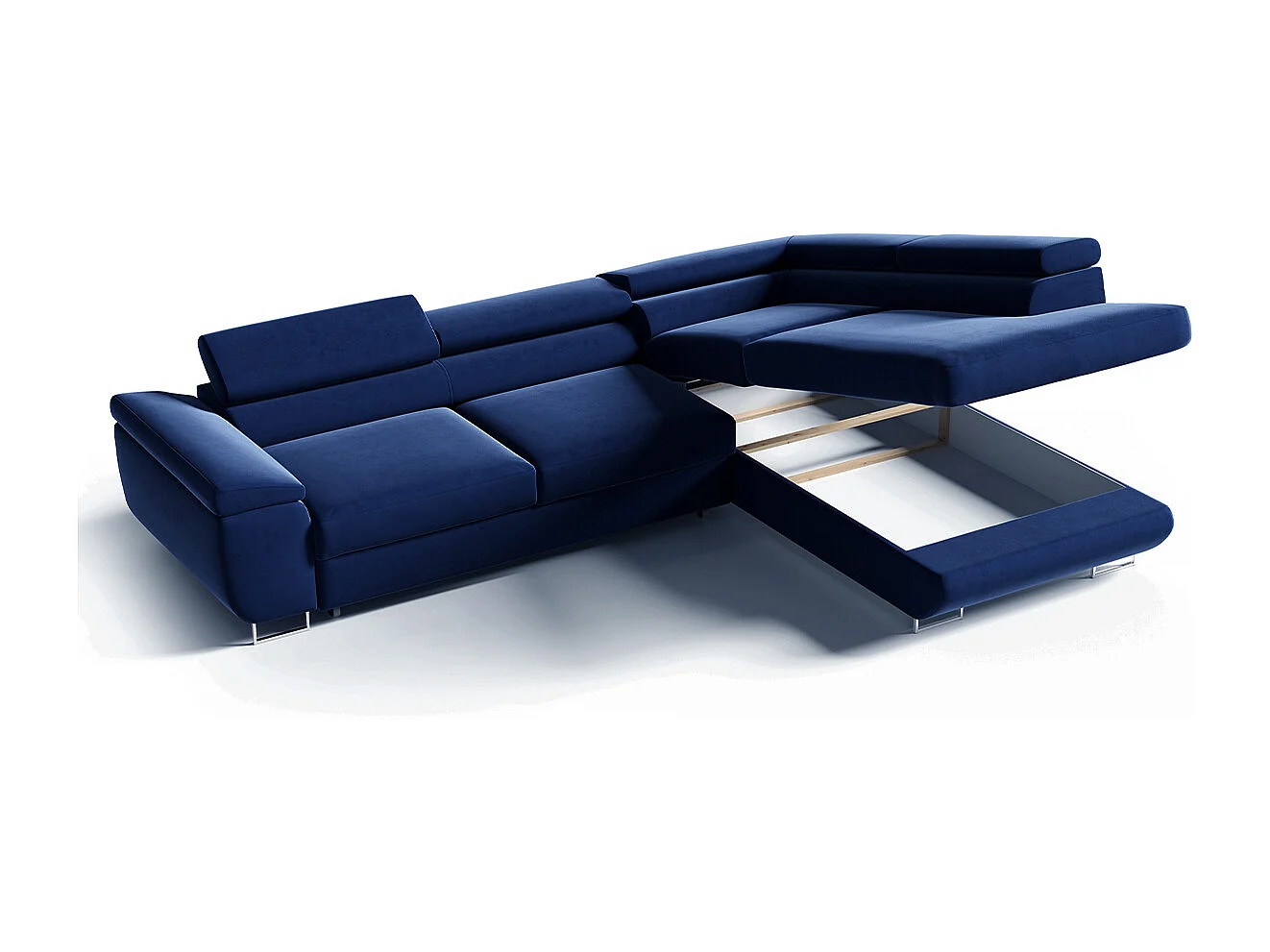 Canapé d'angle convertible droite 4 places Lyam Bleu