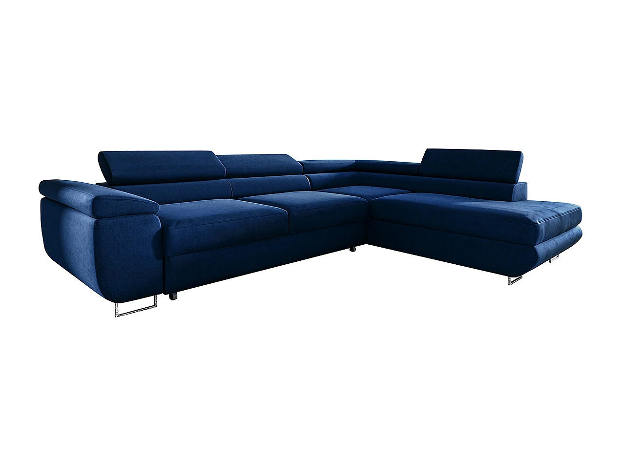 Canapé d'angle convertible droite 4 places Lyam Bleu
