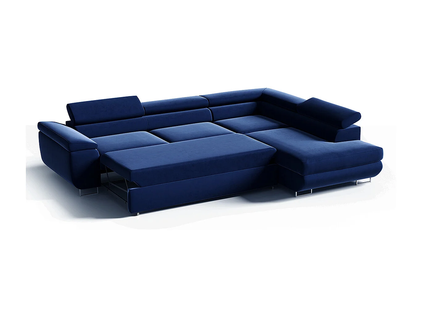 Canapé d'angle convertible droite 4 places Lyam Bleu