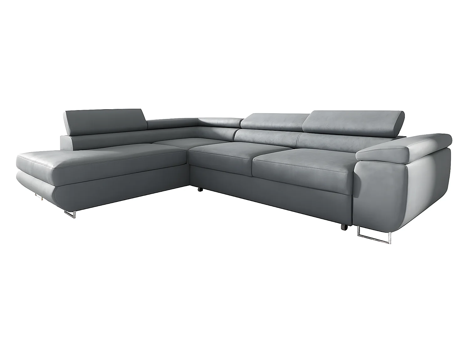 Canapé d'angle convertible gauche 4 places Lyam Gris clair