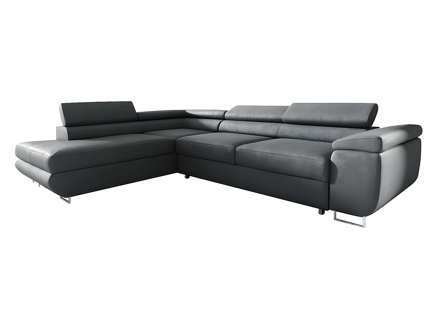 Canapé d'angle convertible gauche 4 places Lyam Gris foncé