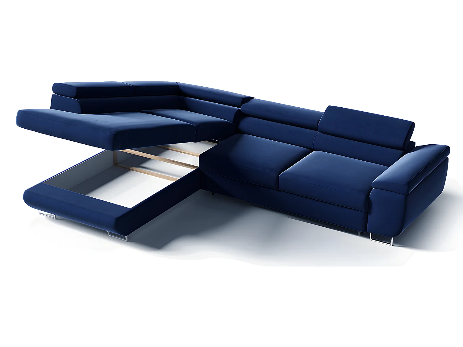 Canapé d'angle convertible gauche 4 places Lyam Bleu