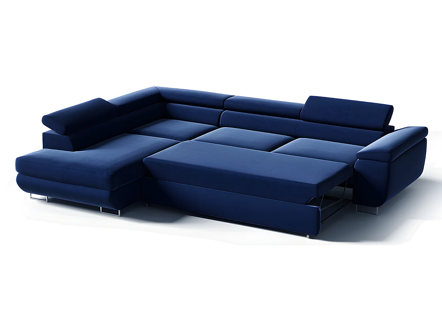 Canapé d'angle convertible gauche 4 places Lyam Bleu