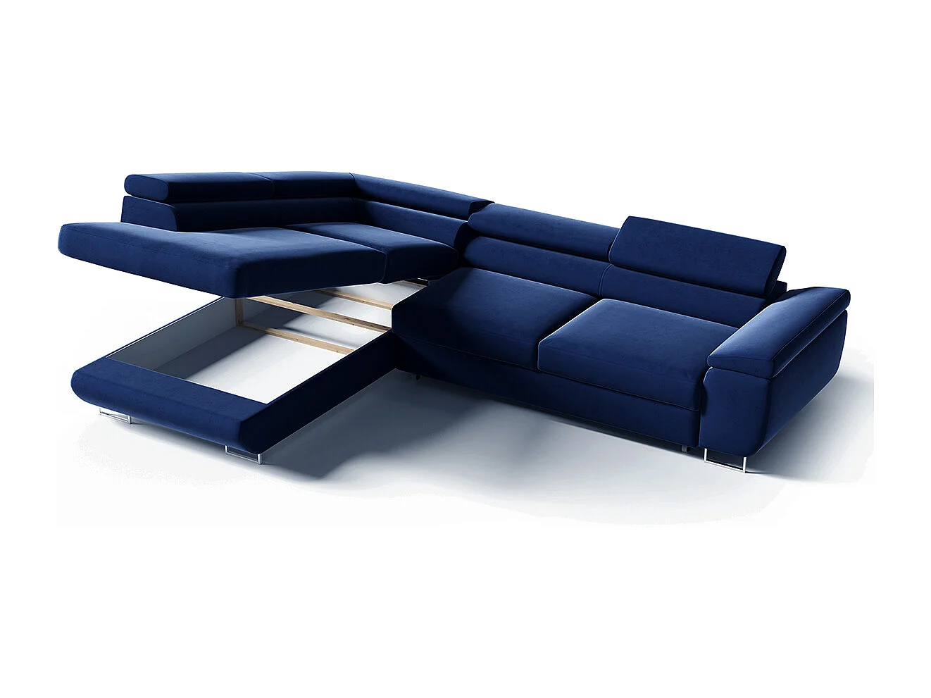 Canapé d'angle convertible gauche 4 places Lyam Bleu