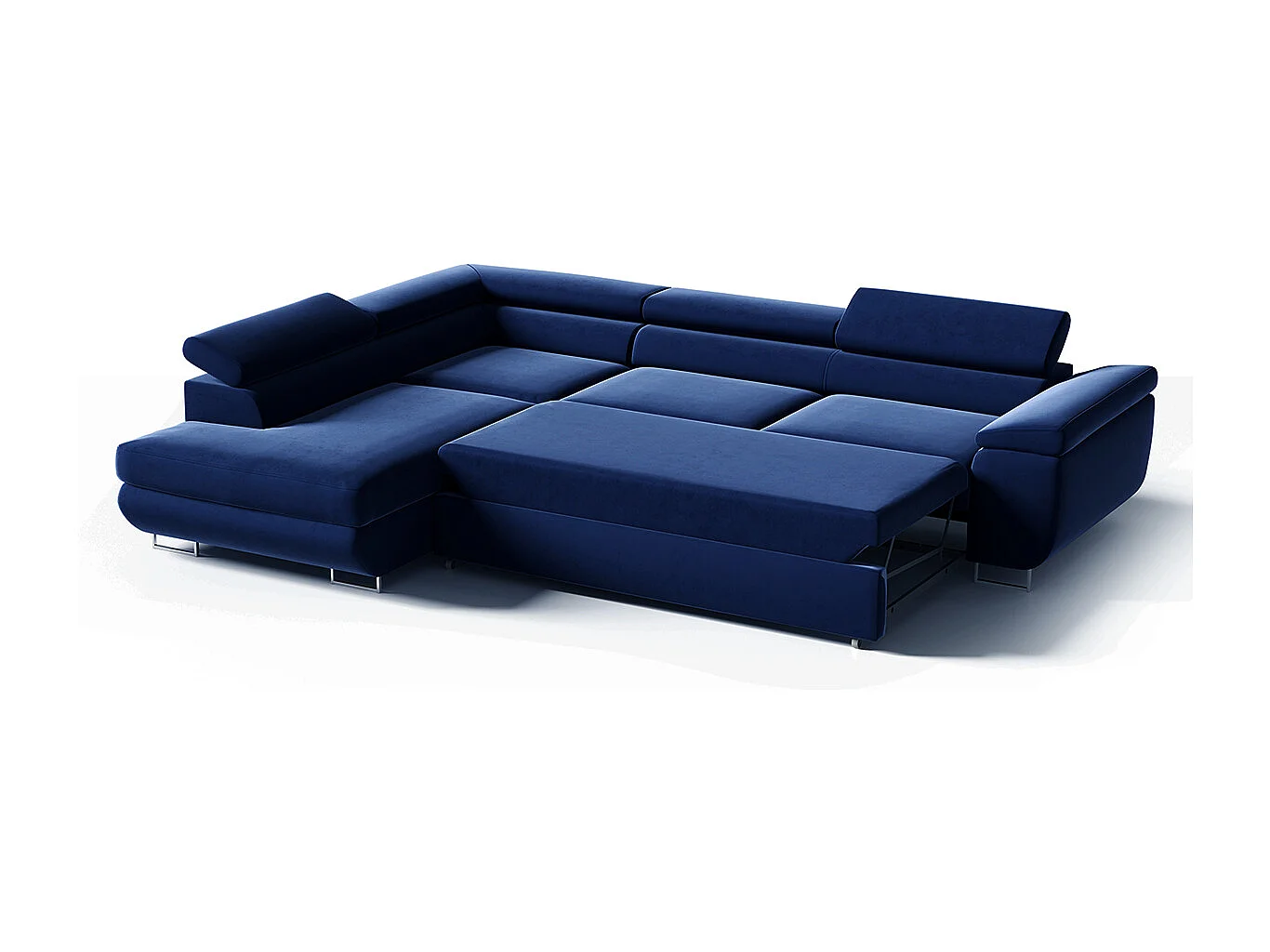 Canapé d'angle convertible gauche 4 places Lyam Bleu