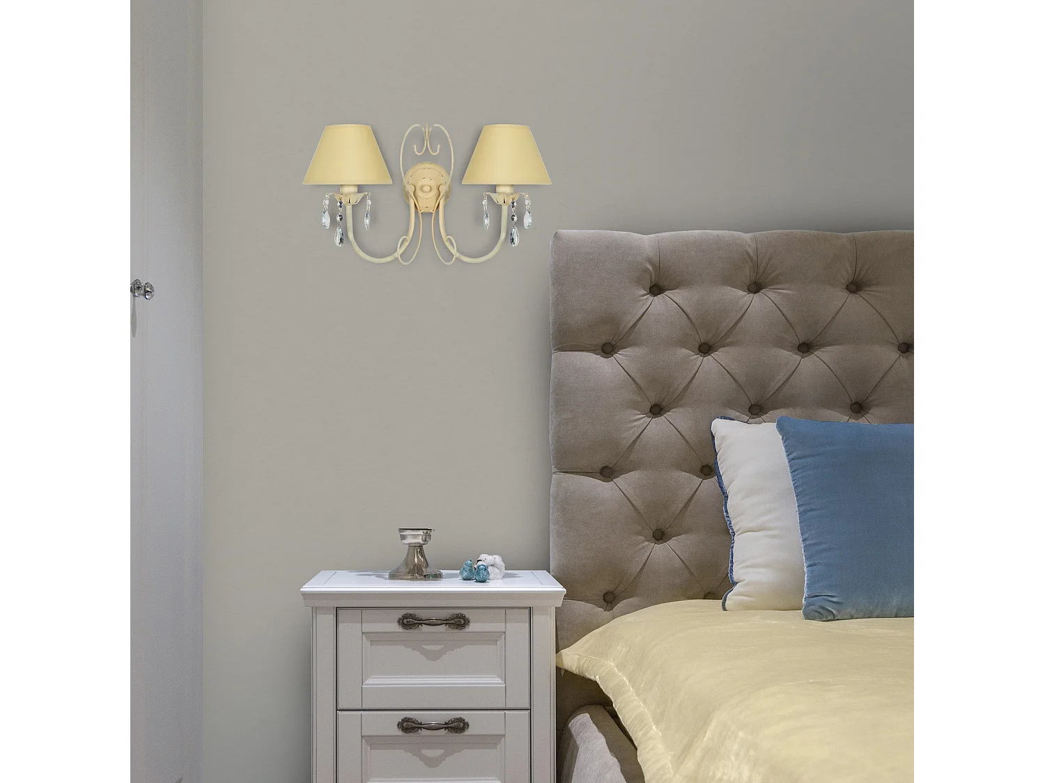 Aplique TOSEL PAMPILLES vidro braço bege D25 x  H9  cm