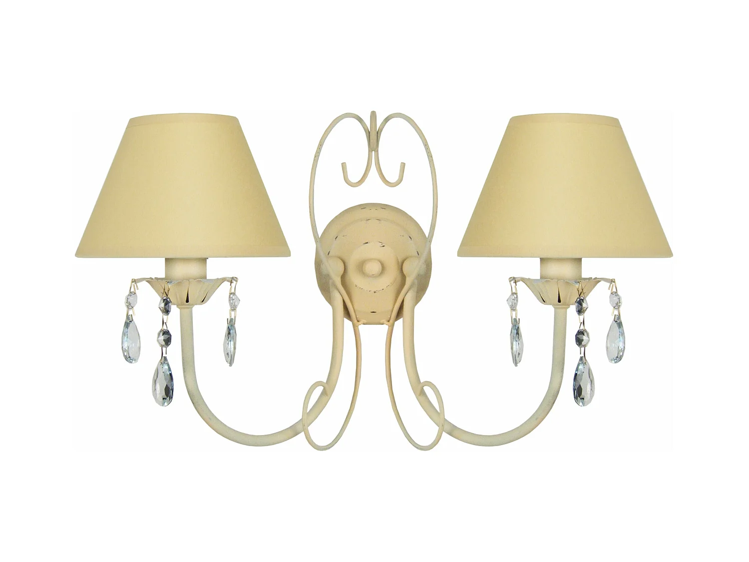 Applique métal beige double bougie 9 cm.