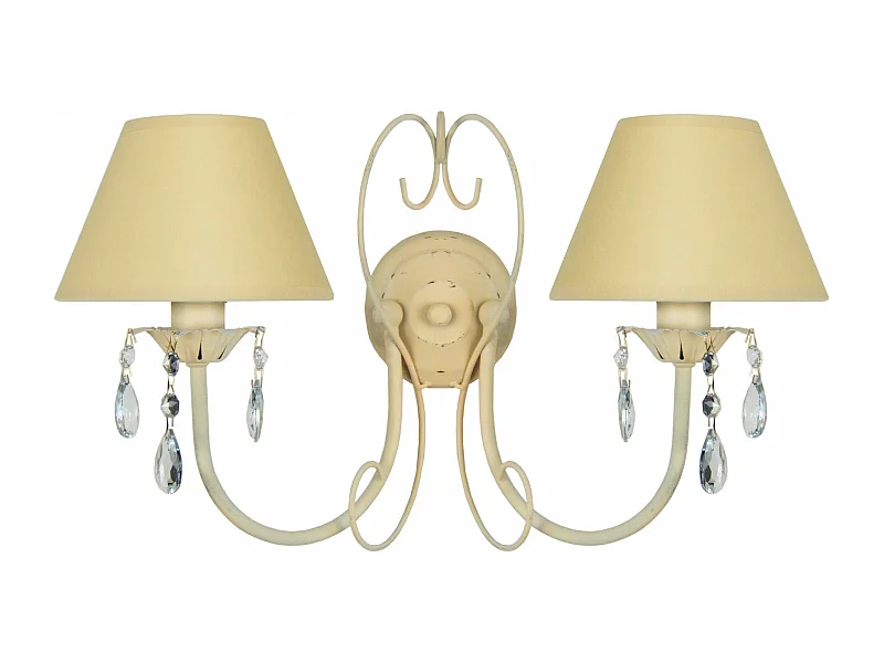 Applique métal beige double bougie 9 cm.