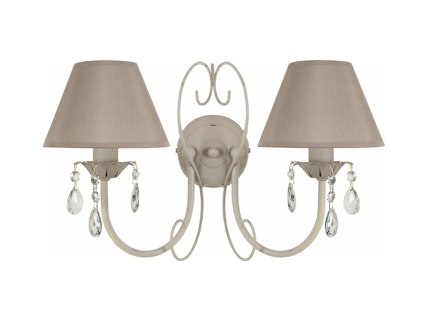 Applique métal taupe double bougie 9 cm.