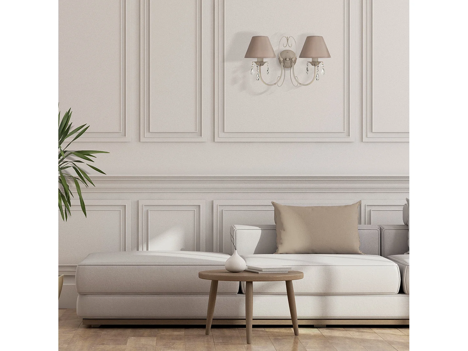 Aplique TOSEL PAMPILLES vidro braço taupe D25 x  H9  cm