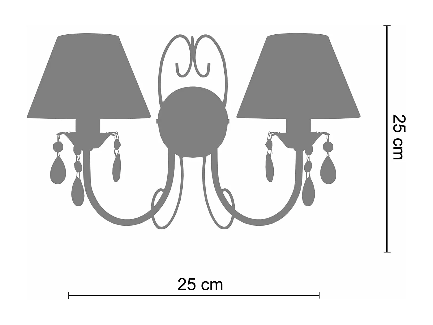 Aplique TOSEL PAMPILLES vidro braço cinza D25 x  H9  cm
