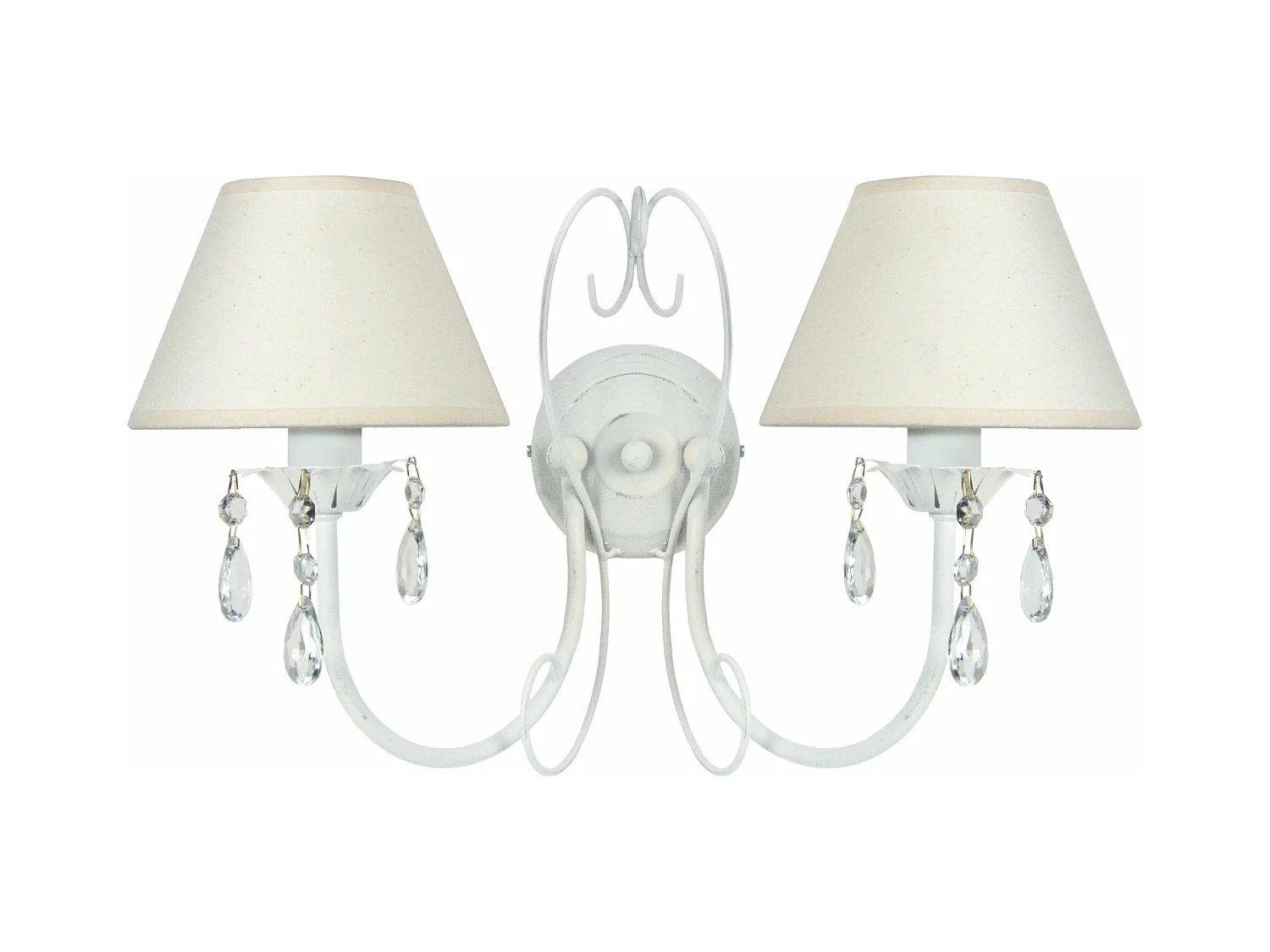 Applique métal ivoire double bougie 9 cm.