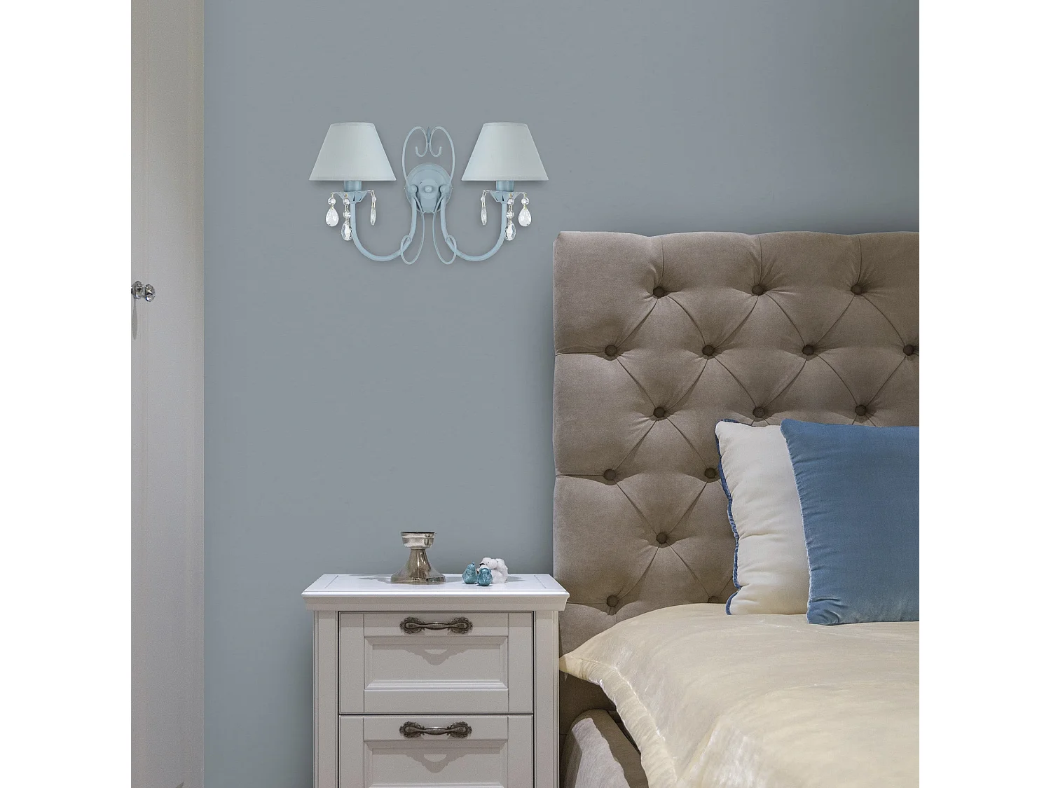 Aplique TOSEL PAMPILLES vidro braço branco D25 x  H9  cm