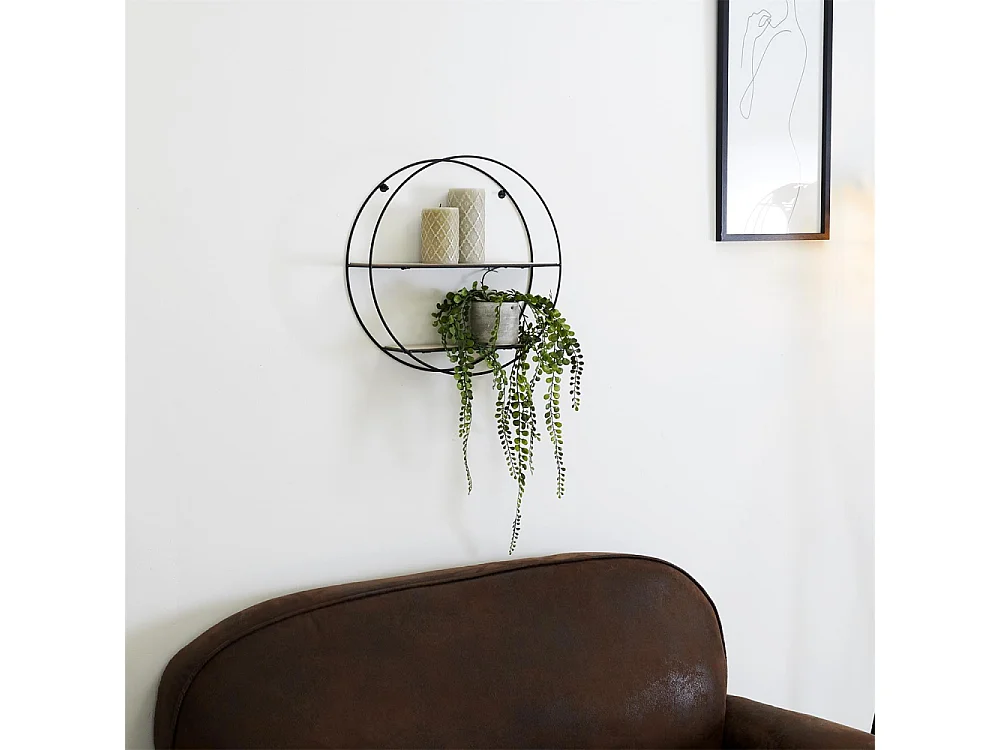 Étagère Murale Design "2 Niveaux" 40cm Naturel