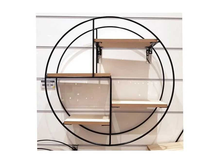 Estantería industrial redonda de madera y metal de 50 cm