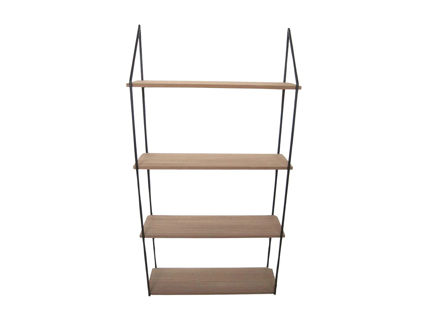 Wandplank Ladder 4 Niveaus Hout Metaal Zwart 112cm