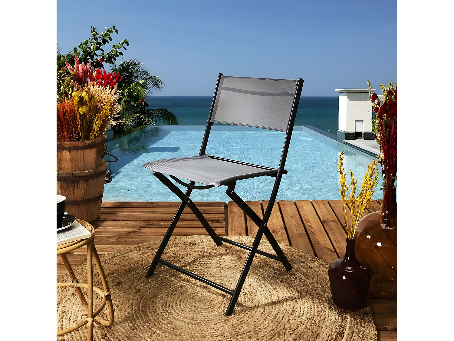 Chaise de jardin pliable en acier Elba (Lot de 2)