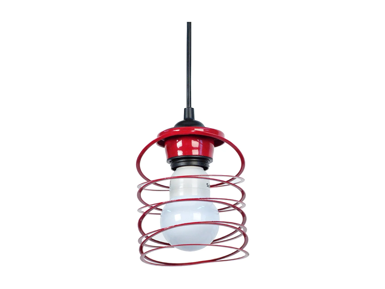 Suspension anneaux cylindriques métal rouge 76 cm