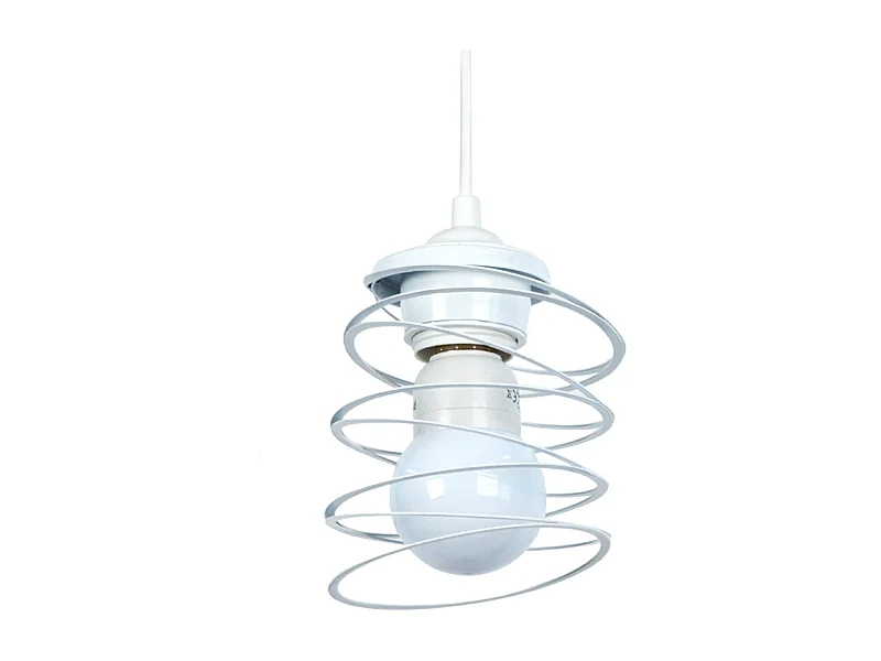 Suspension anneaux cylindriques métal blanc 76 cm