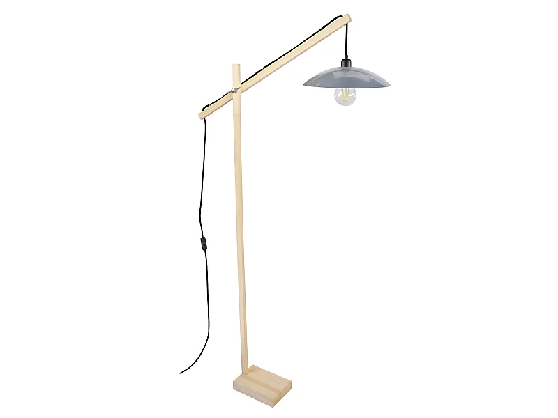 Candeeiro de Pé TOSEL BELFORT CONE tecido arqueado cone cinza D35 x  H165  cm