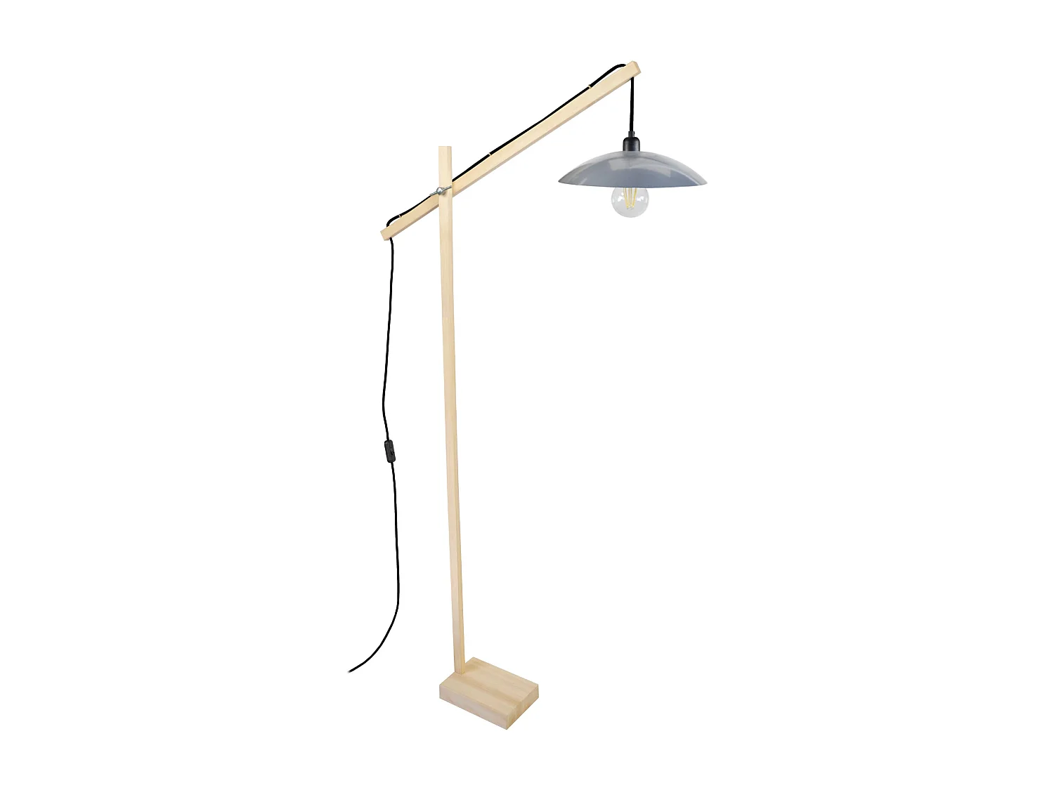 PILORI KROA - lampadaire liseuse articulé bois naturel et aluminium