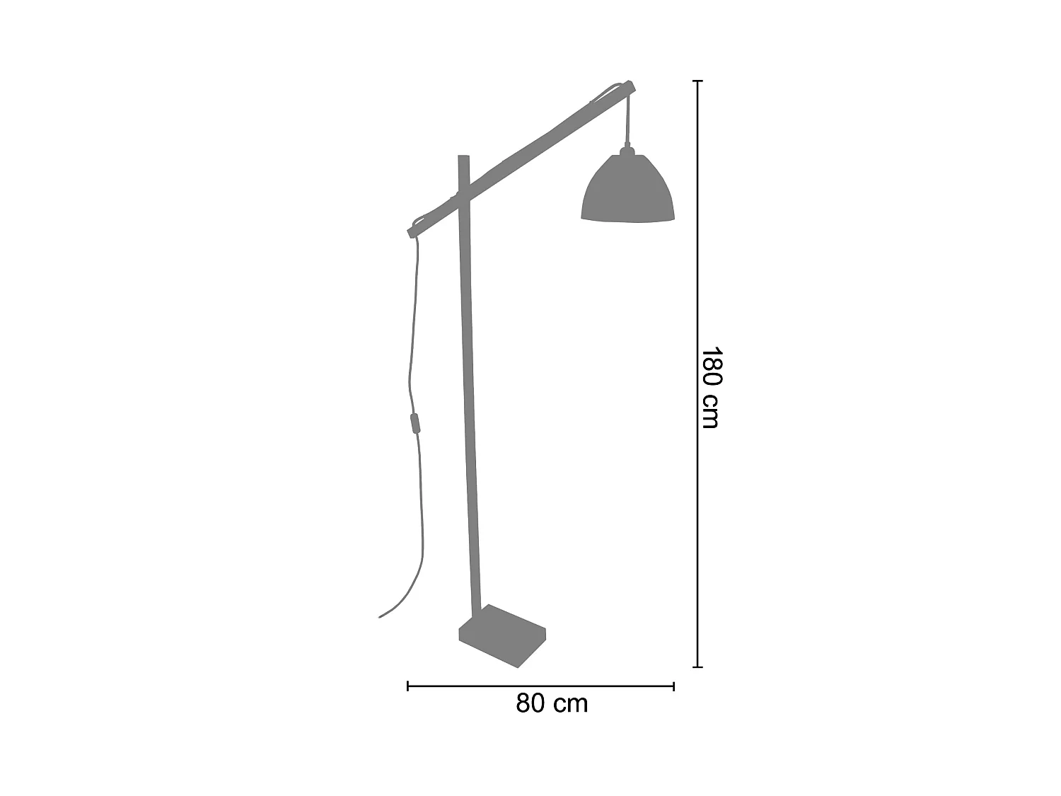 PILORI KROA - lampadaire liseuse articulé bois naturel et cuivre