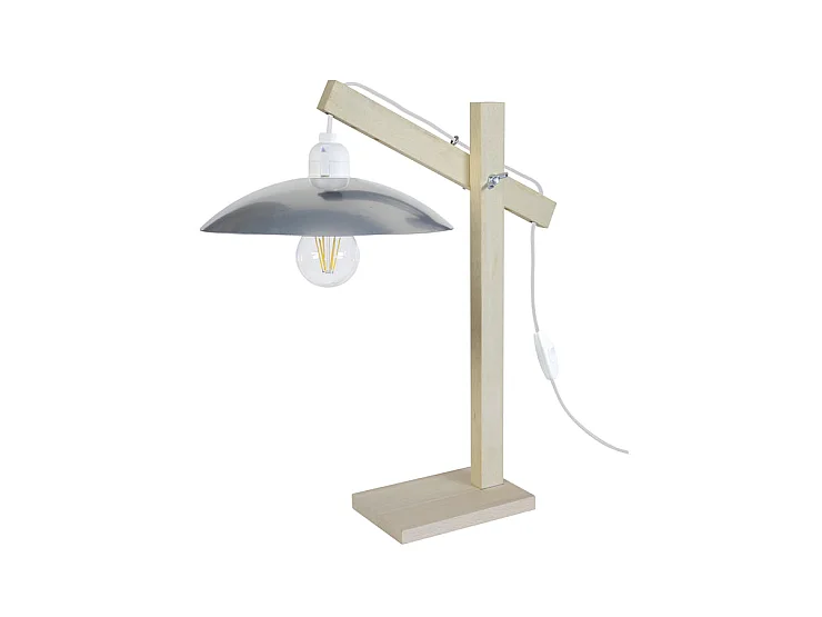 PILORI KROA - Lampe de bureau articulé bois naturel  et aluminium